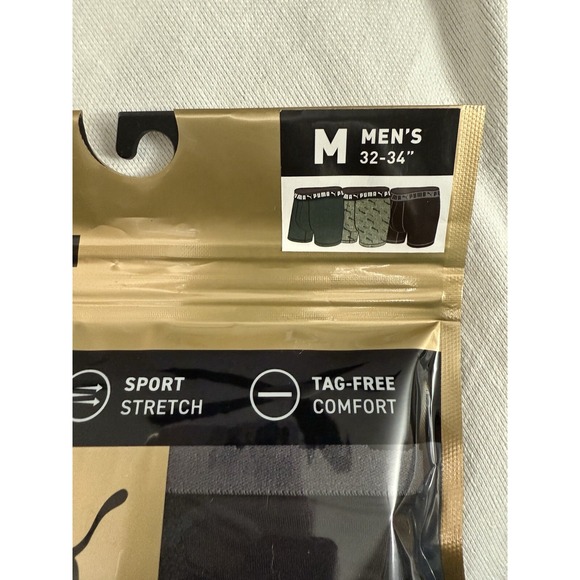 NEW PUMA SPORTSTYLE PERFORMANCE BOXER BRIEFS 3 PACK UNDERWEAR MENS MEDIUM 32-34 - Picture 2 of 5
